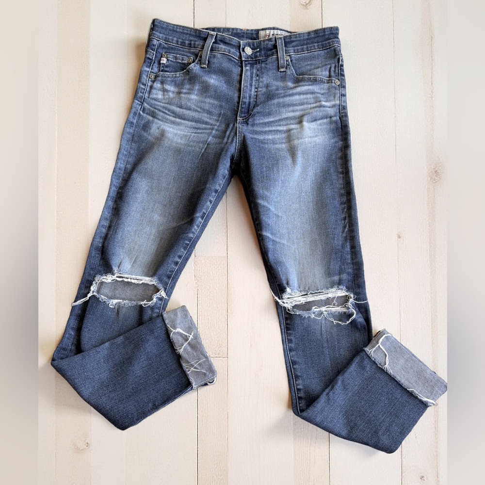 AG Distressed Farrah Skinny Ankle Jeans Size 28 High Rise